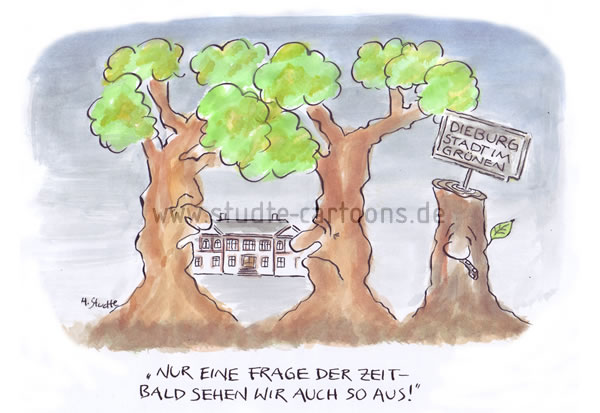 Baumpflege auf Dieburger Art, dilettantische und unsachgemäße Baumpflege, die Stadt Dieburg und ihr gestörtes Verhältnis zur Baum- und Gartenpflege